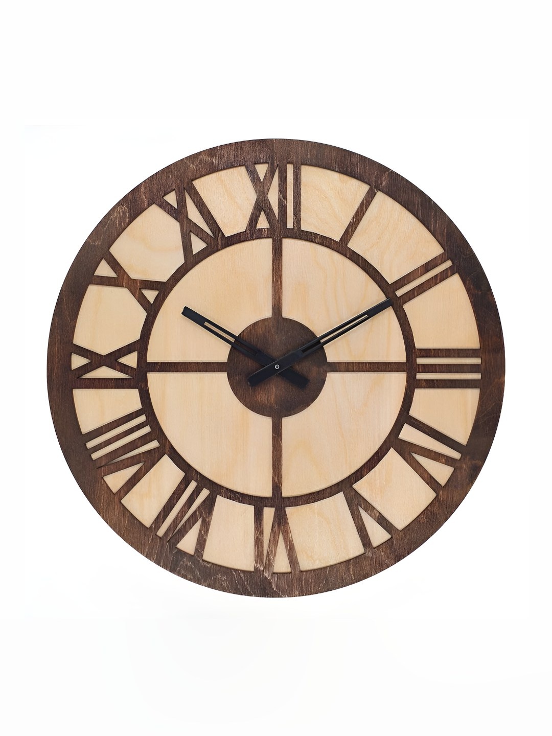 

QEZNEF Brown Textured Analogue Wooden Contemporary Wall Clock