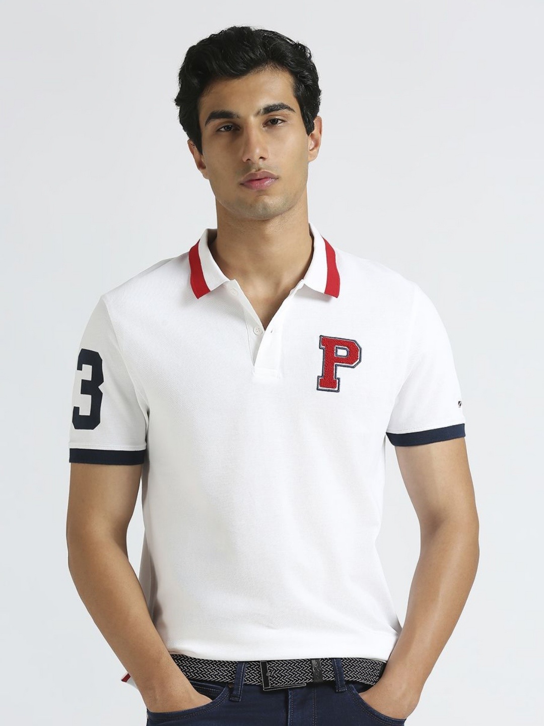 

Pepe Jeans Men Solid Polo Collar Pure Cotton T-shirt, White