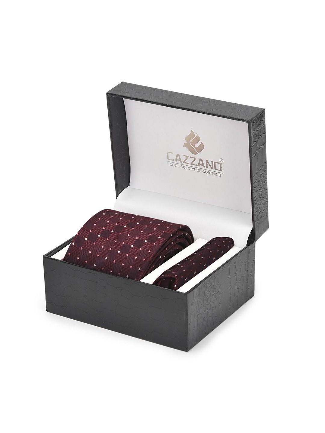 

Cazzano Men Accessory Gift Set Of Tie and Pocket Square, Maroon