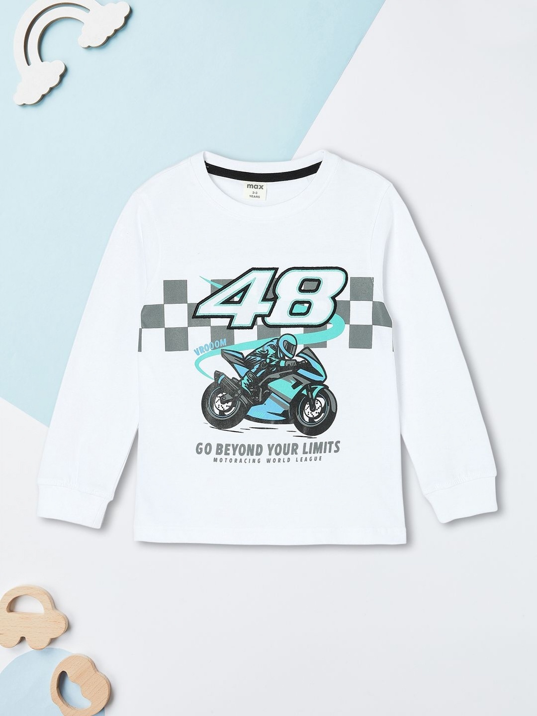 

max Boys Graphic Printed Round Neck Cotton T-shirt, White