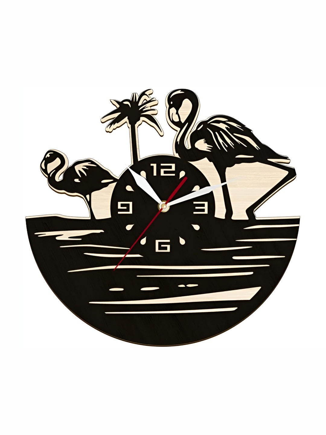 

QEZNEF Black Printed Abstract Shaped Contemporary Analogue Wooden Wall Clock