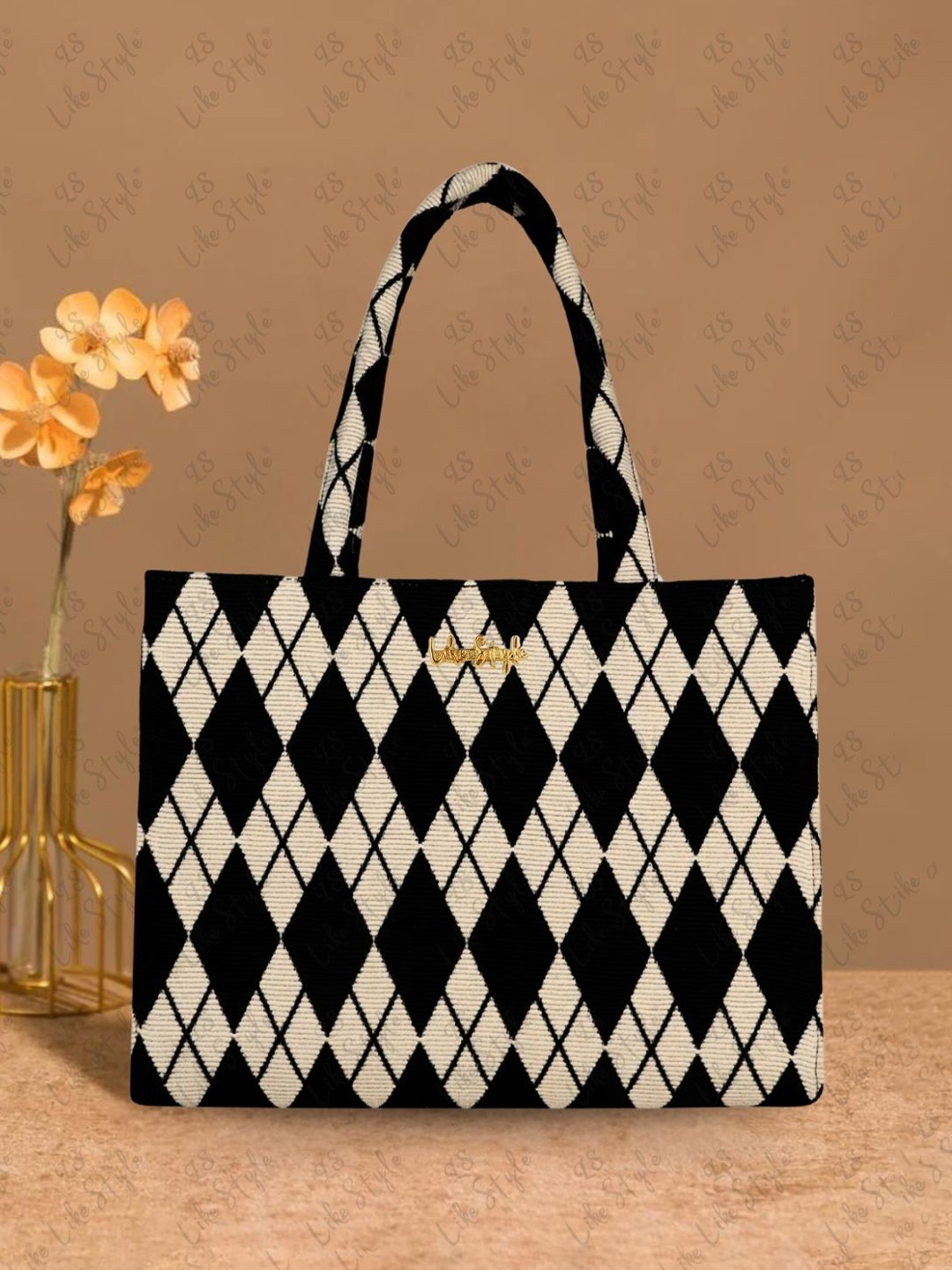 

LIKE STYLE Women Textured Oversized Structured Tote Bag, Black