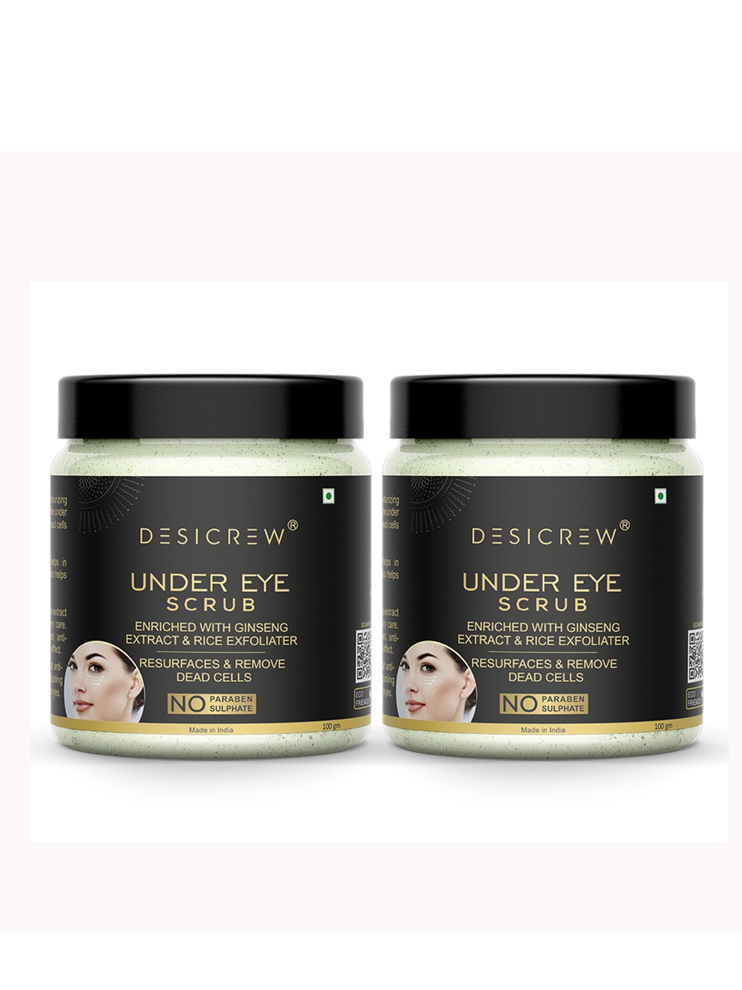 

Desi Crew Set Of 2 Under Eye Scrub With Ginseng Extract -100g Each, Off white