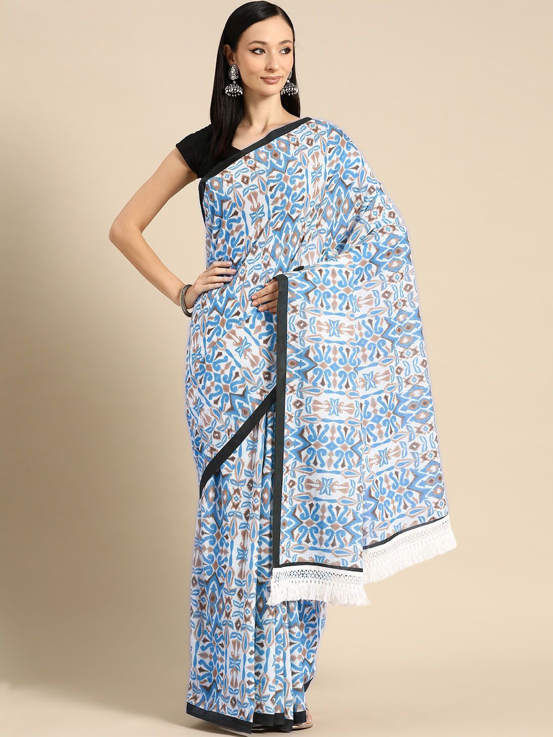 

BUTA BUTI Women Pure Cotton Sarees, Blue