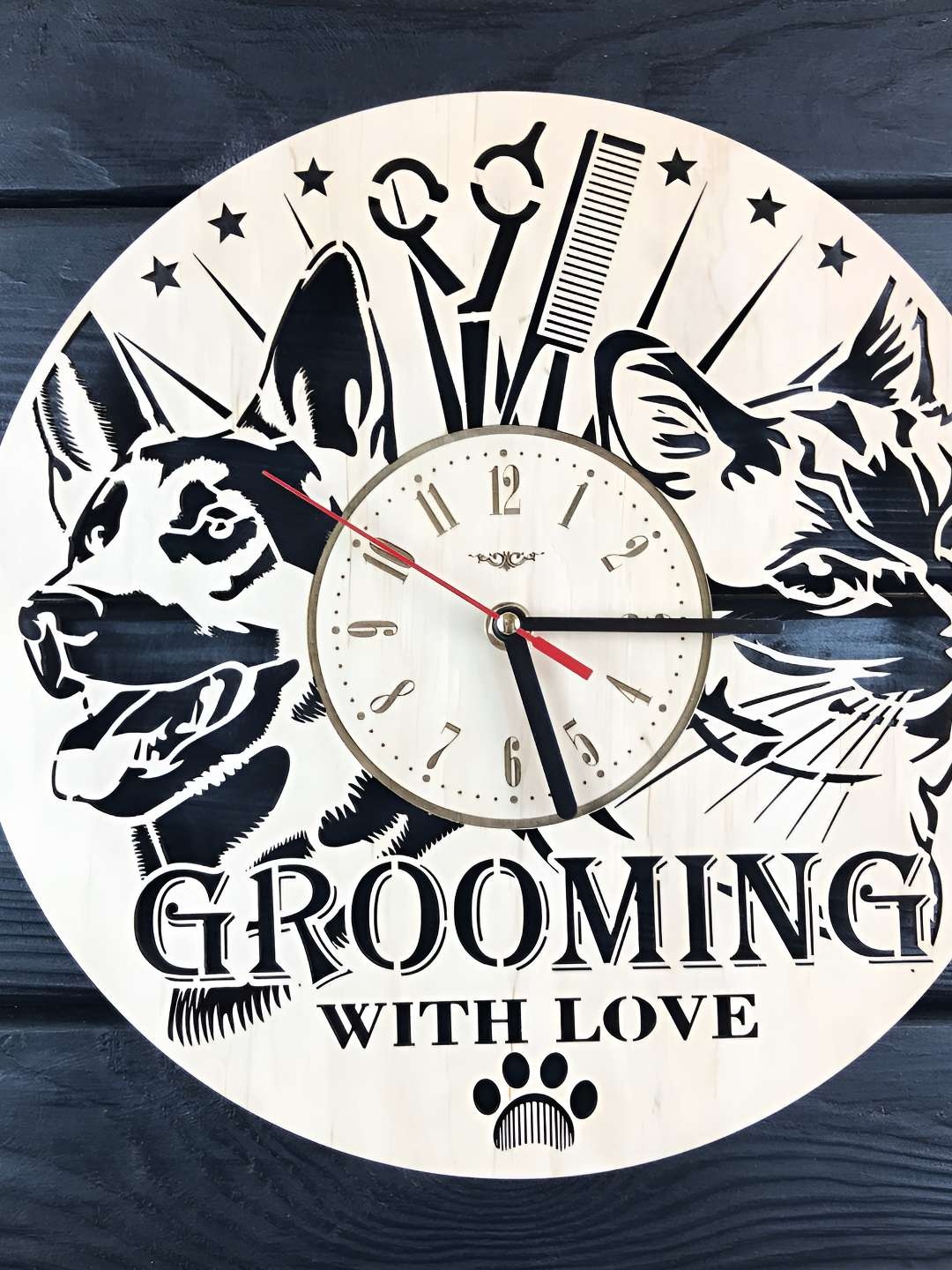 

QEZNEF Beige & Blue Printed Contemporary Wooden Analogue Wall Clock