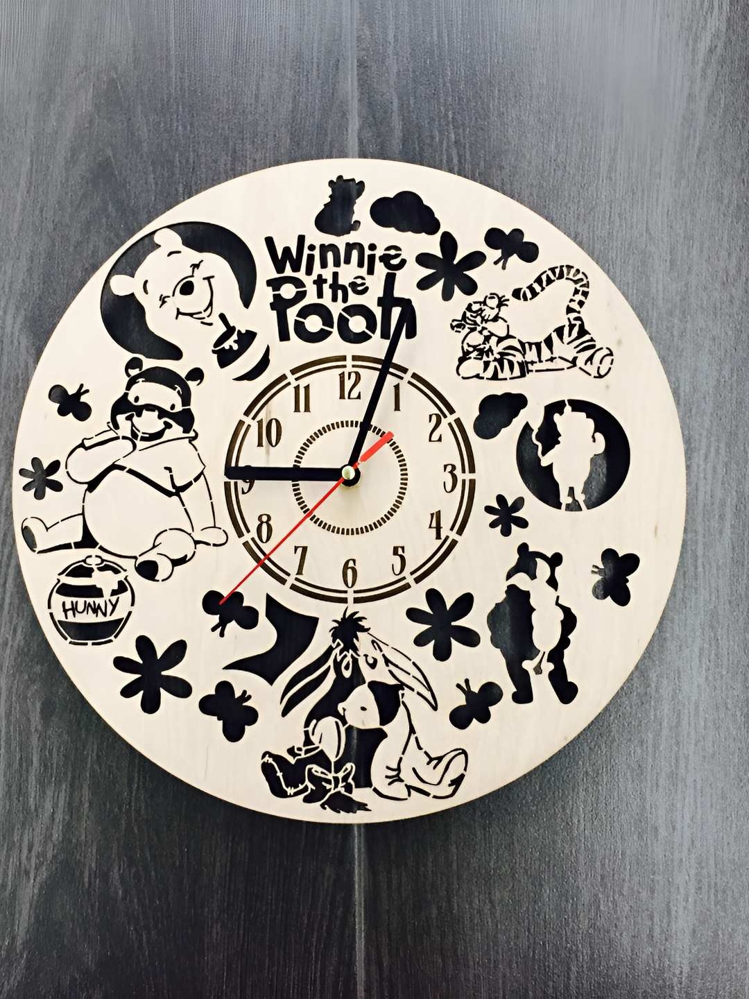 

QEZNEF Beige & Brown Printed Round Analogue Wooden Wall Clock Without Glass
