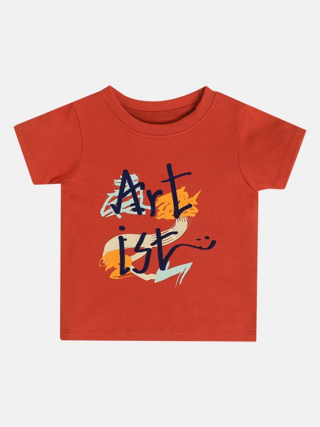 

MINI KLUB Boys Graphic Printed Round Neck Cotton T-shirt, Rust