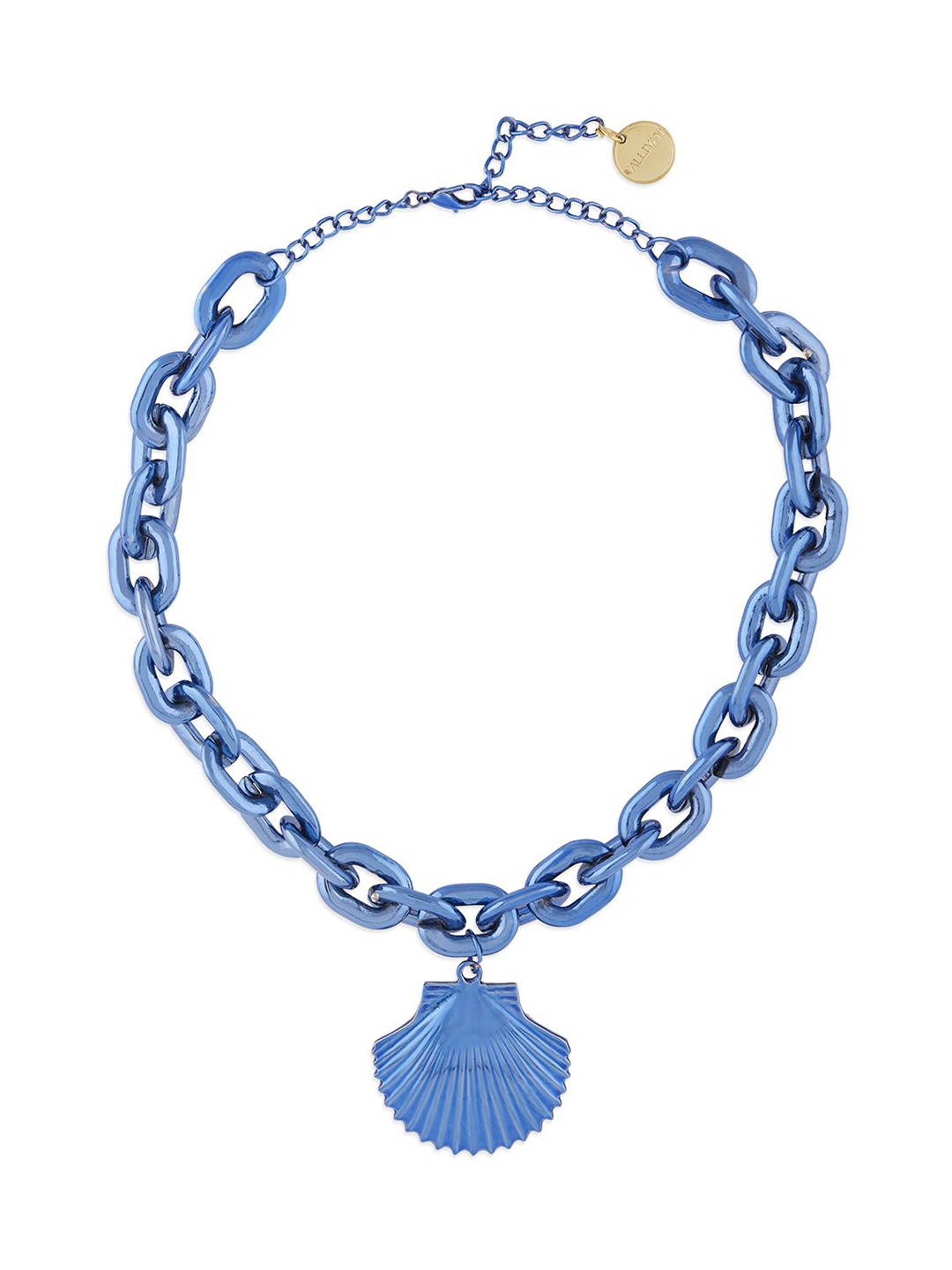 

VALLIYAN BY NITYA Enamelled Shell Pendant Necklace, Blue