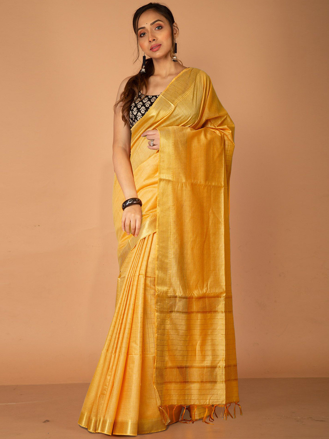 

Unnati Silks Woven Design Zari Chanderi Saree, Yellow