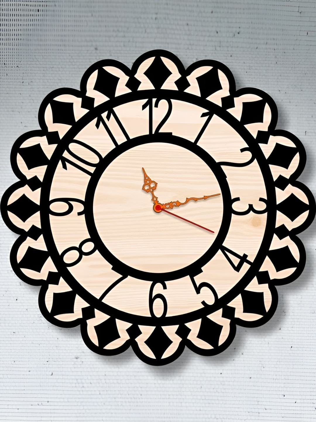 

QEZNEF Beige & Black Printed Analogue Wooden Contemporary Wall Clock