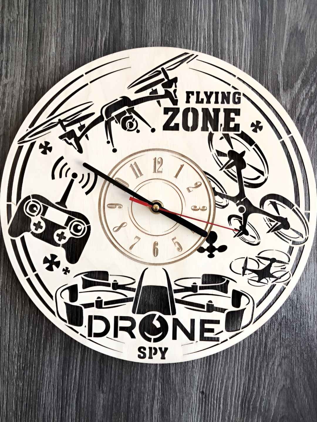 

QEZNEF Beige & Brown Printed Round Analogue Wooden Wall Clock Without Glass