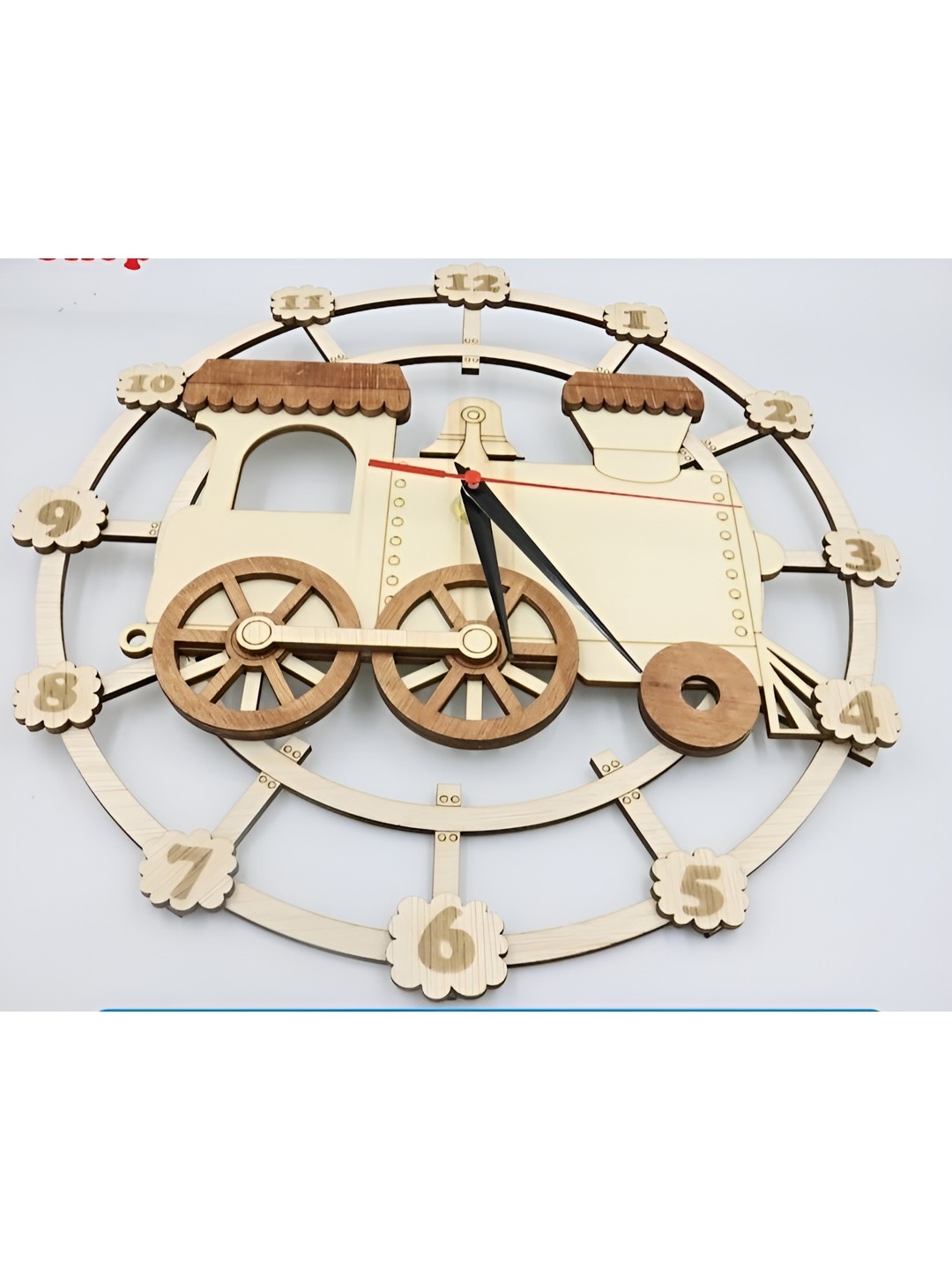 

QEZNEF Beige Analogue Wooden Contemporary Wall Clock