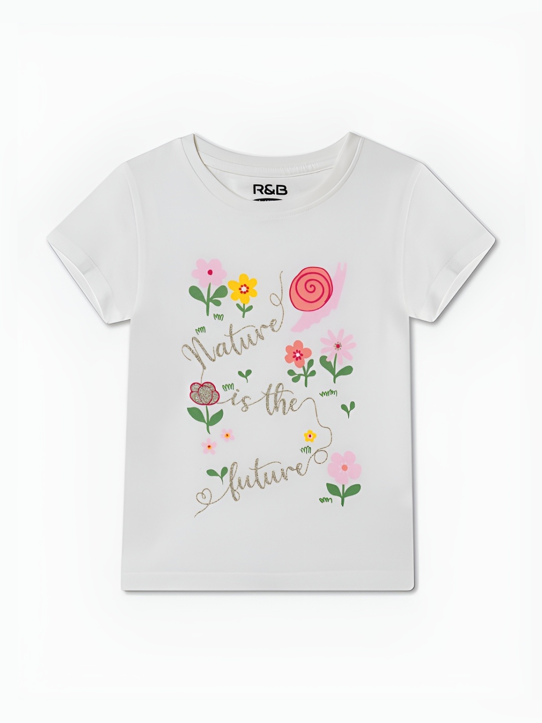 

R&B Girls Printed Applique T-shirt, White