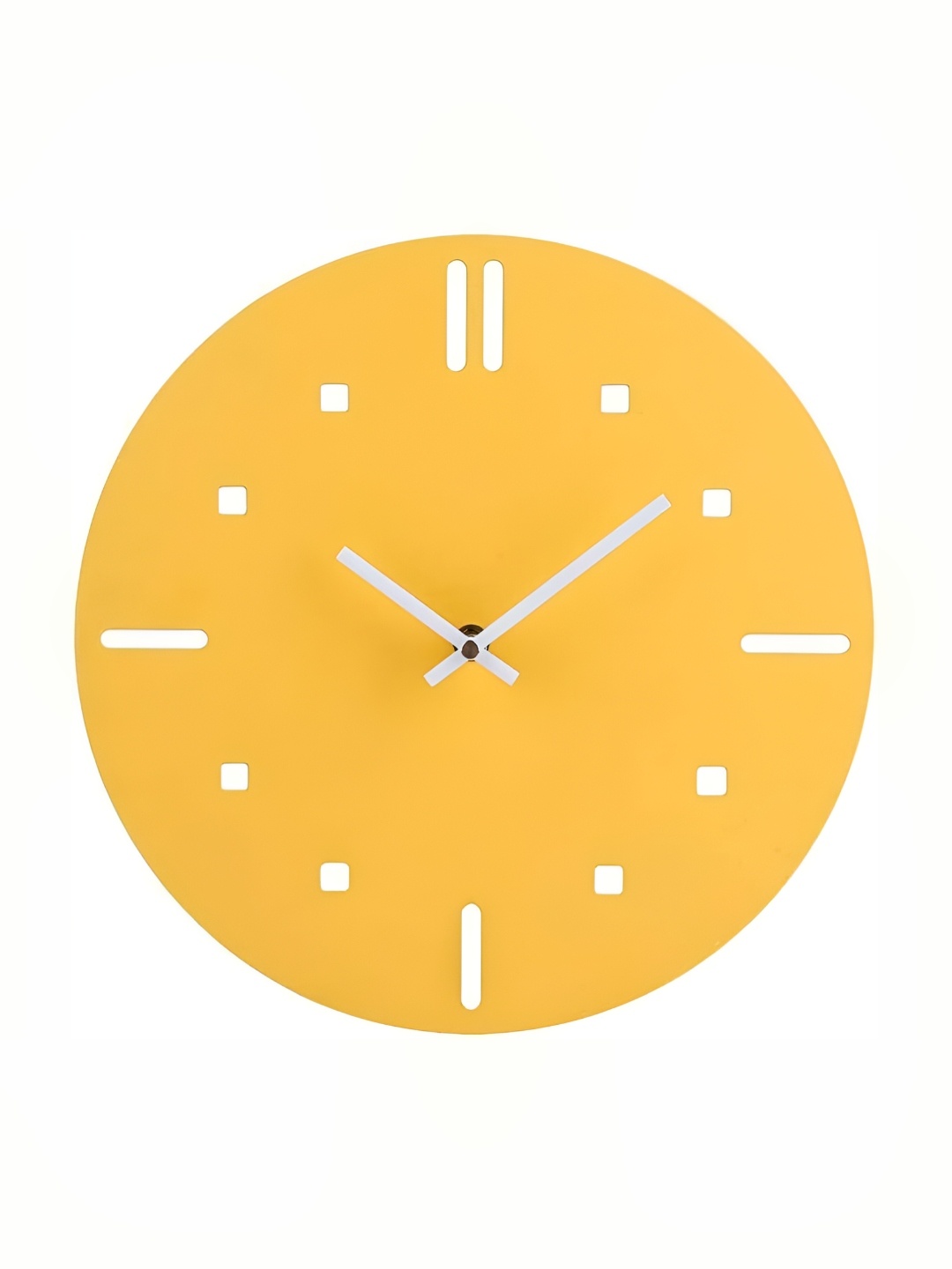 

QEZNEF Yellow & White Round Analogue Wooden Wall Clock