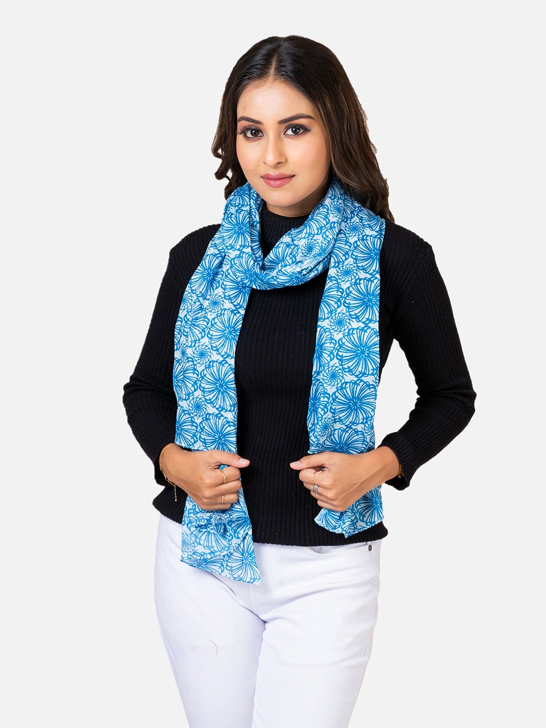 

AQVA Women Printed Scarf, Navy blue