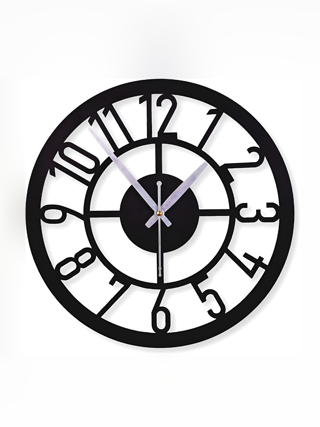 

QEZNEF Black Textured Round Analogue Wooden Wall Clock Without Glass