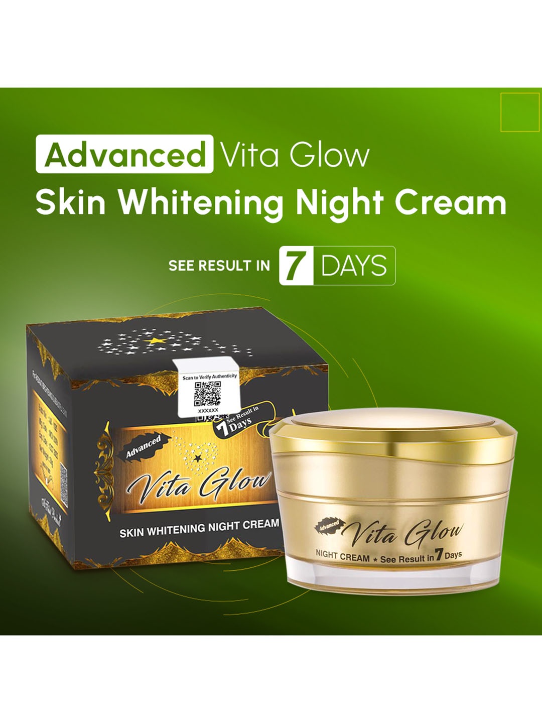 

VITA GLOW Advanced Glutathione Skin Whitening Night Cream-30g, White