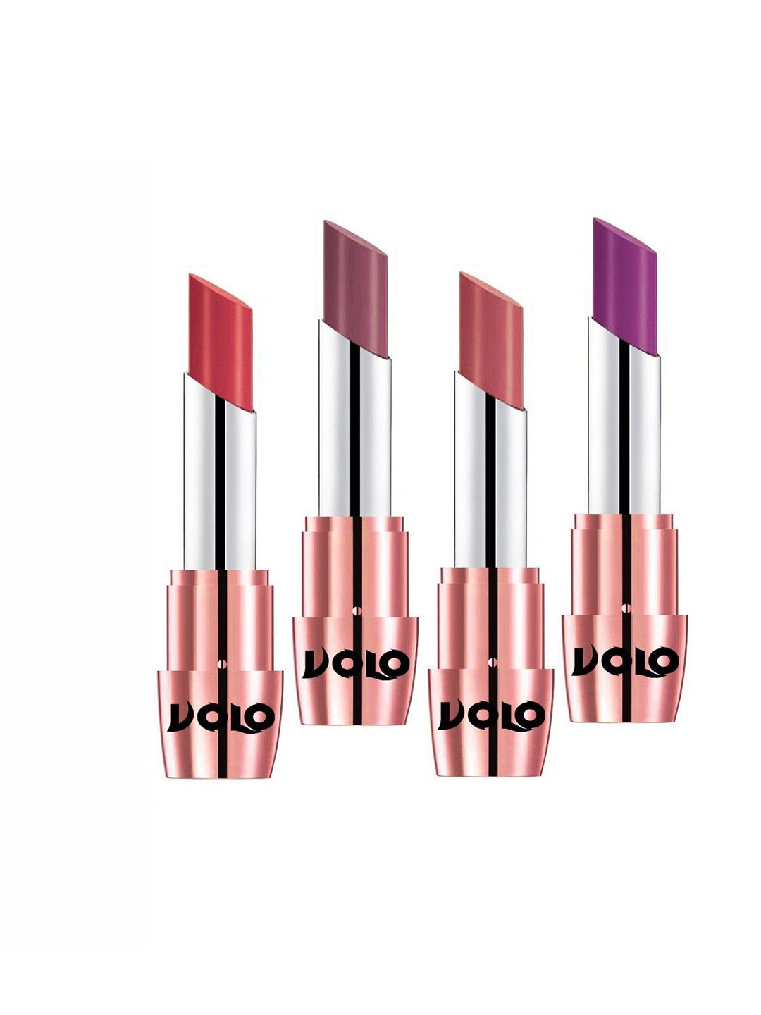 

VOLO Set Of 4 Creme Matte Lipsticks - 3.5 g Each - Plum-Peach-Purple-Light Peach, Red