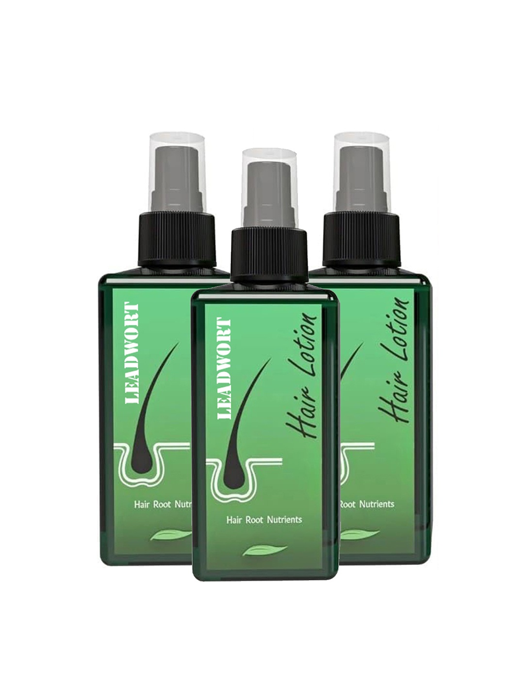

LEADWORT Set Of 3 Hair Lotion For Hair Growth Treatment -120ml Each, Black