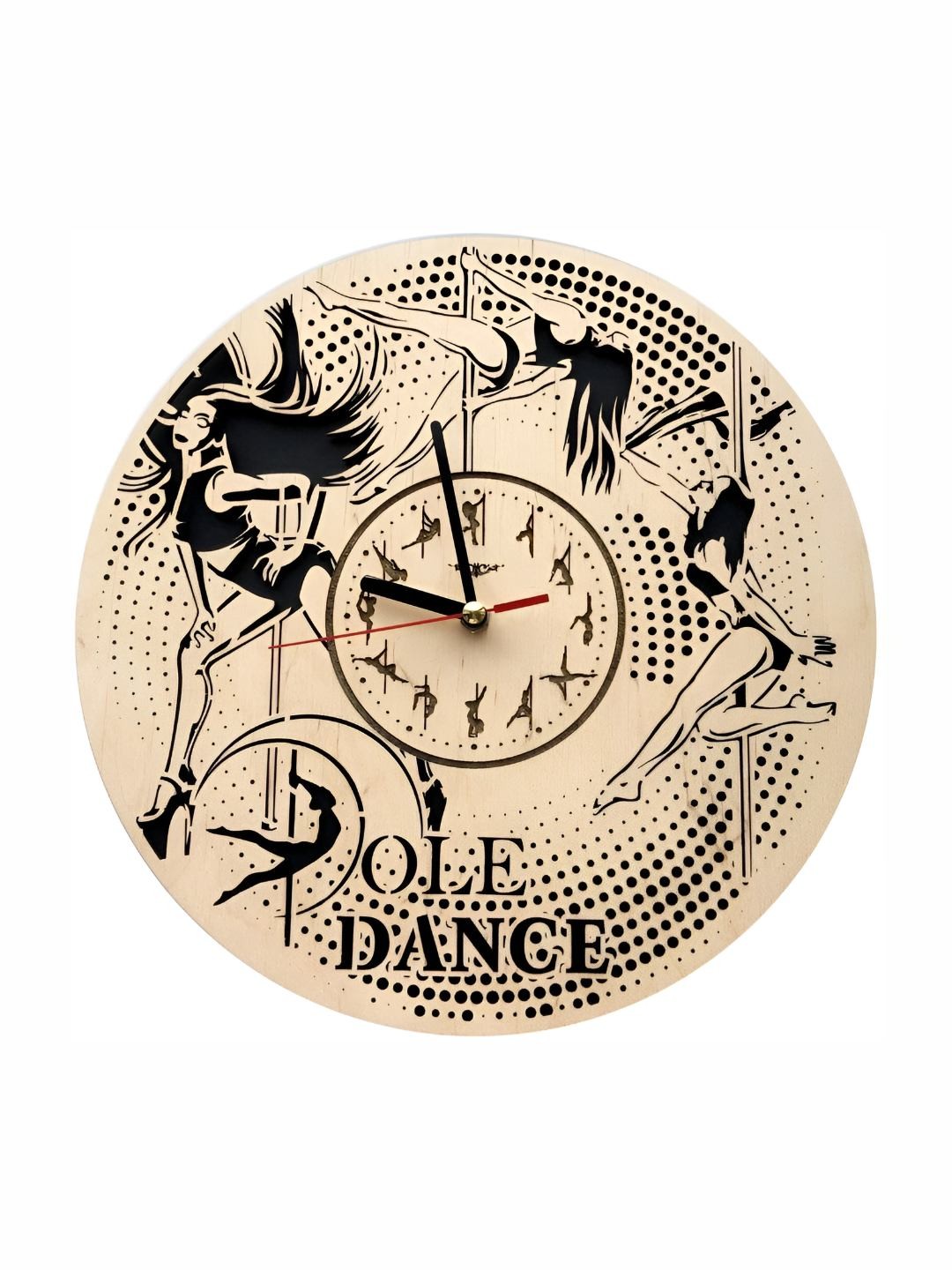 

QEZNEF Brown & Black Printed Round Analogue Wooden Wall Clock Without Glass