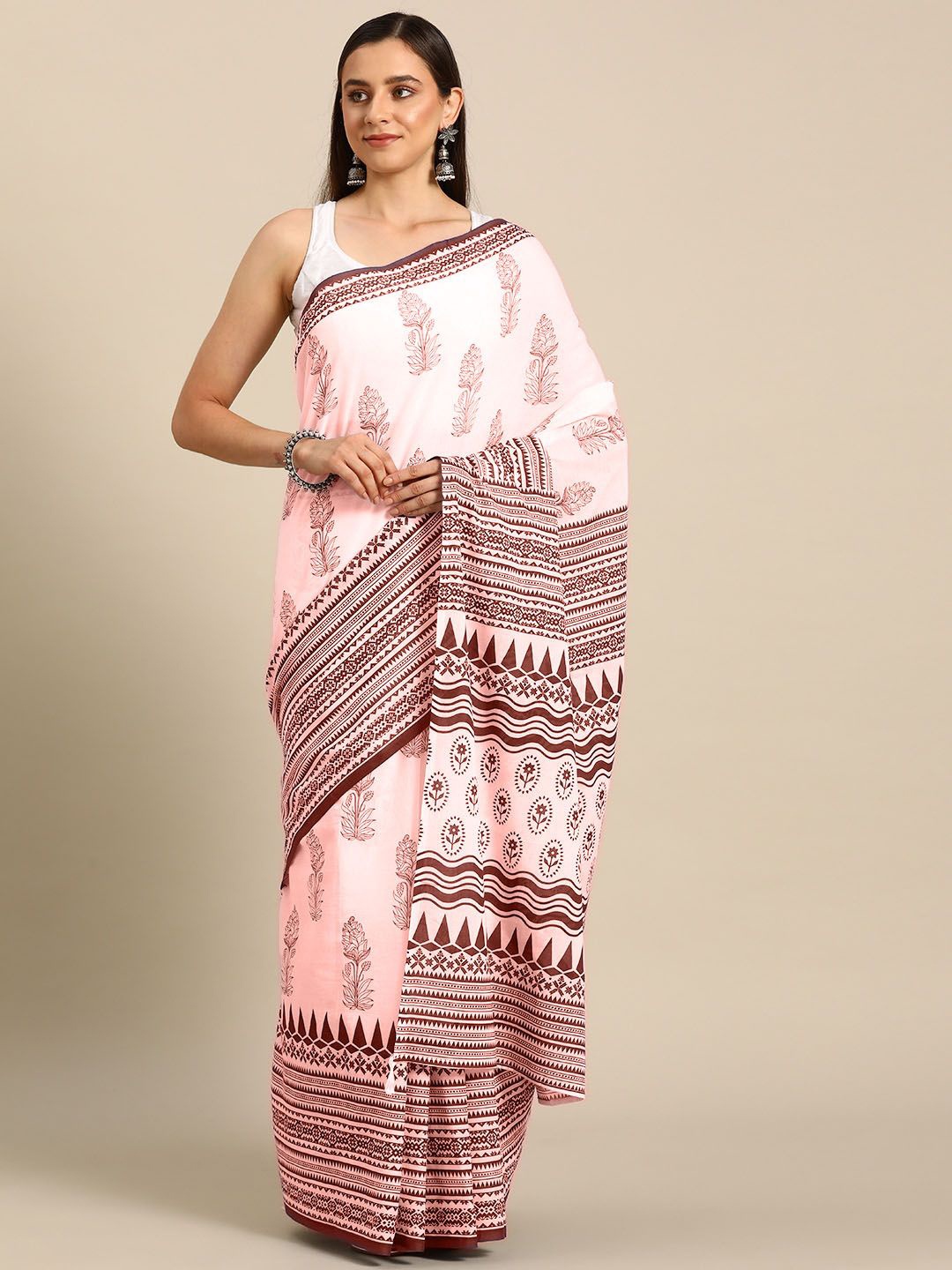 

BUTA BUTI Floral Printed Pure Cotton Saree, Mauve