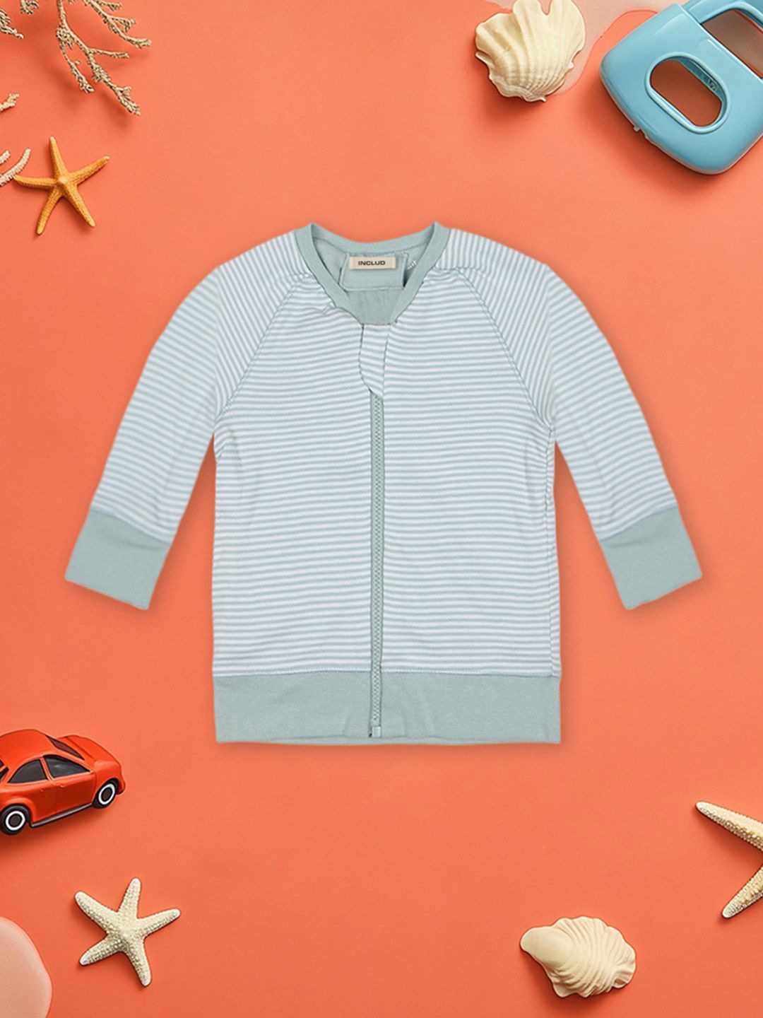 

INCLUD Boys Striped Round Neck Sweatshirt, Green