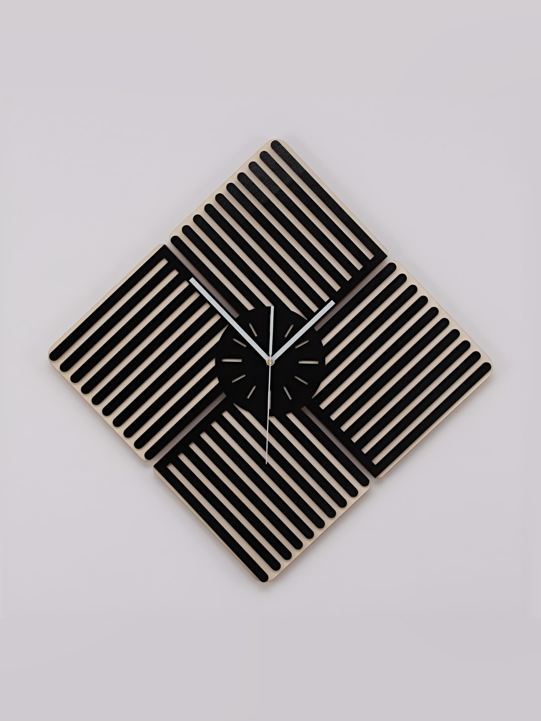 

QEZNEF Black and Beige Textured Square Shaped Wooden Analogue Contemporary Wall Clock