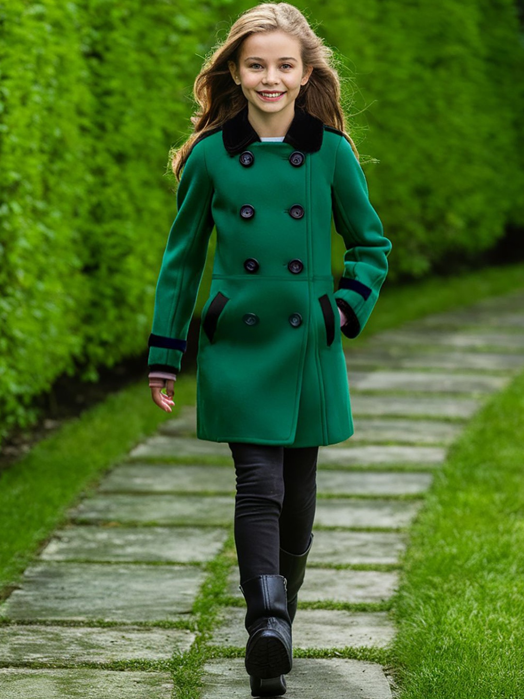 

Naughty Ninos Girls Double Breasted Pea Coat Coats, Green