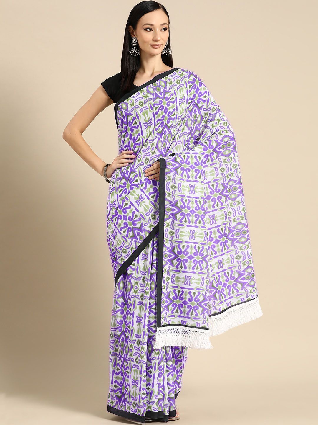 

BUTA BUTI Women Pure Cotton Sarees, Lavender