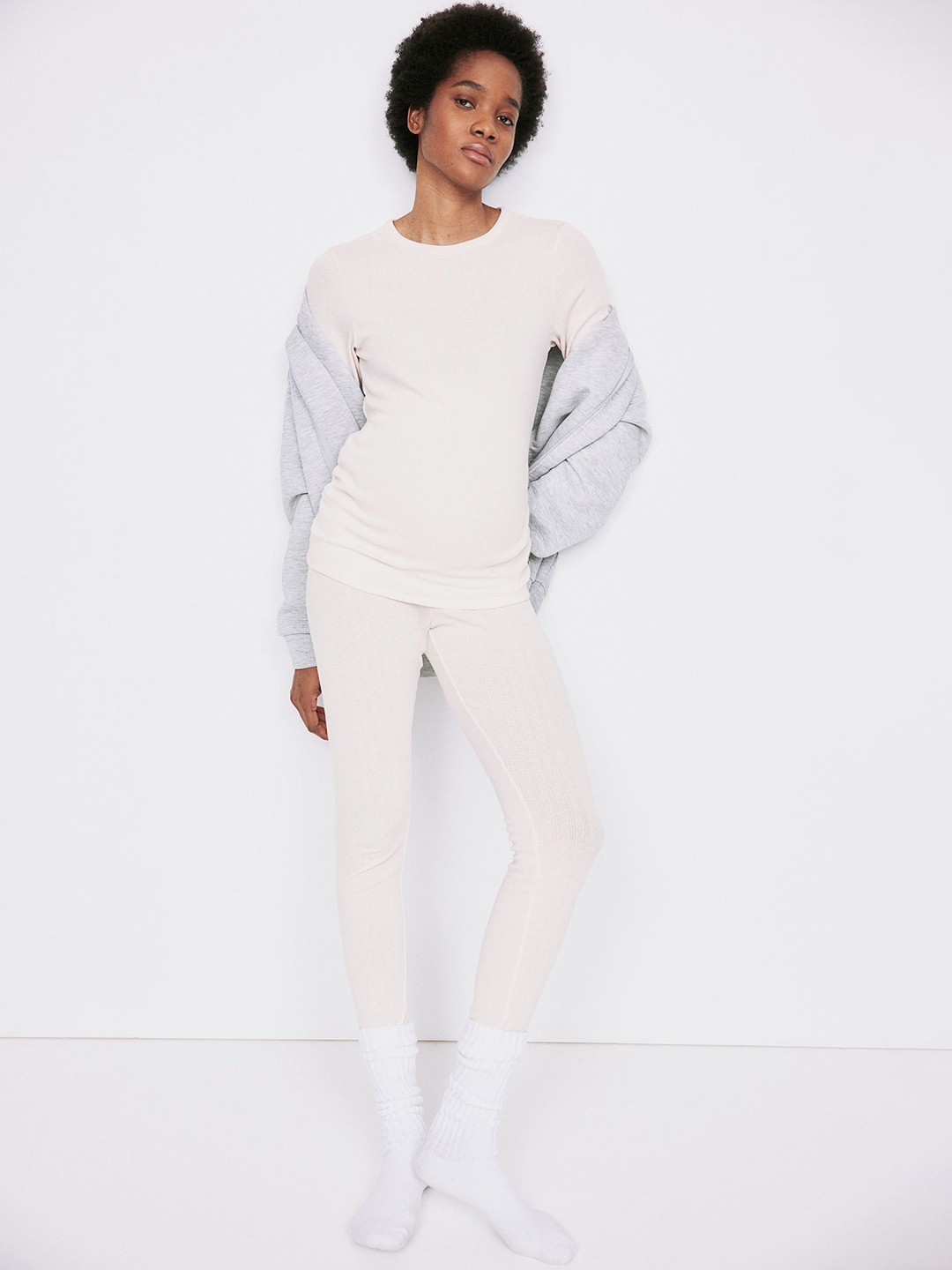 

H&M Women MAMA Pointelle Jersey Night suits, Pink