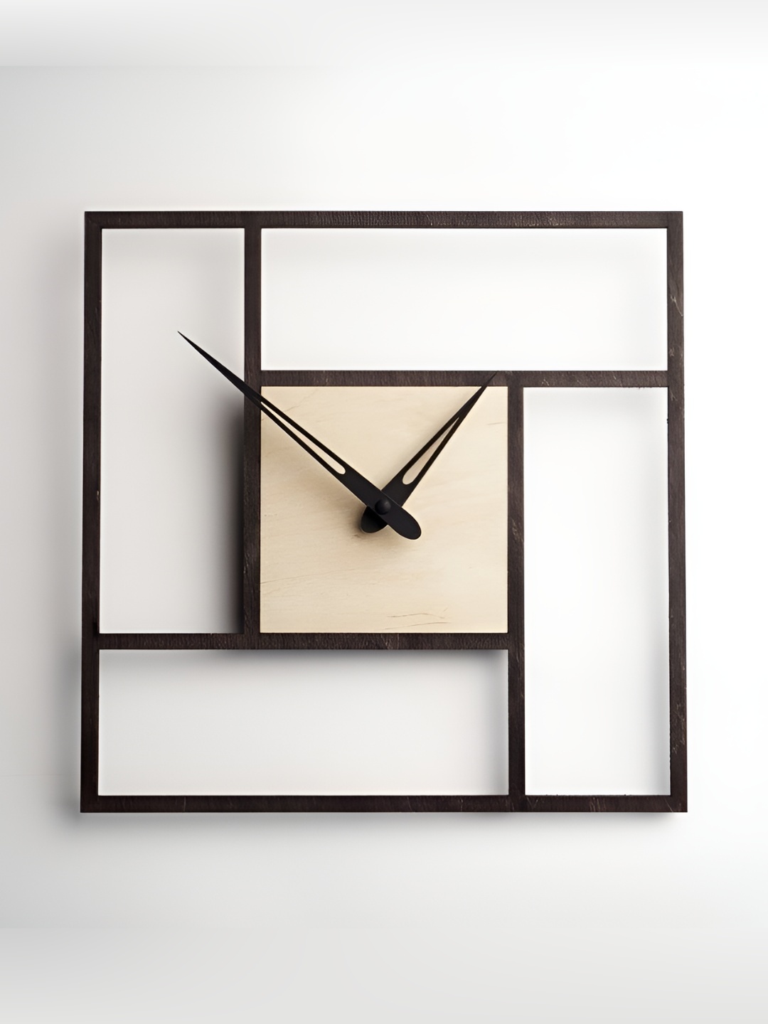 

QEZNEF Beige & Brown Square Analogue Wooden Wall Clock Without Glass