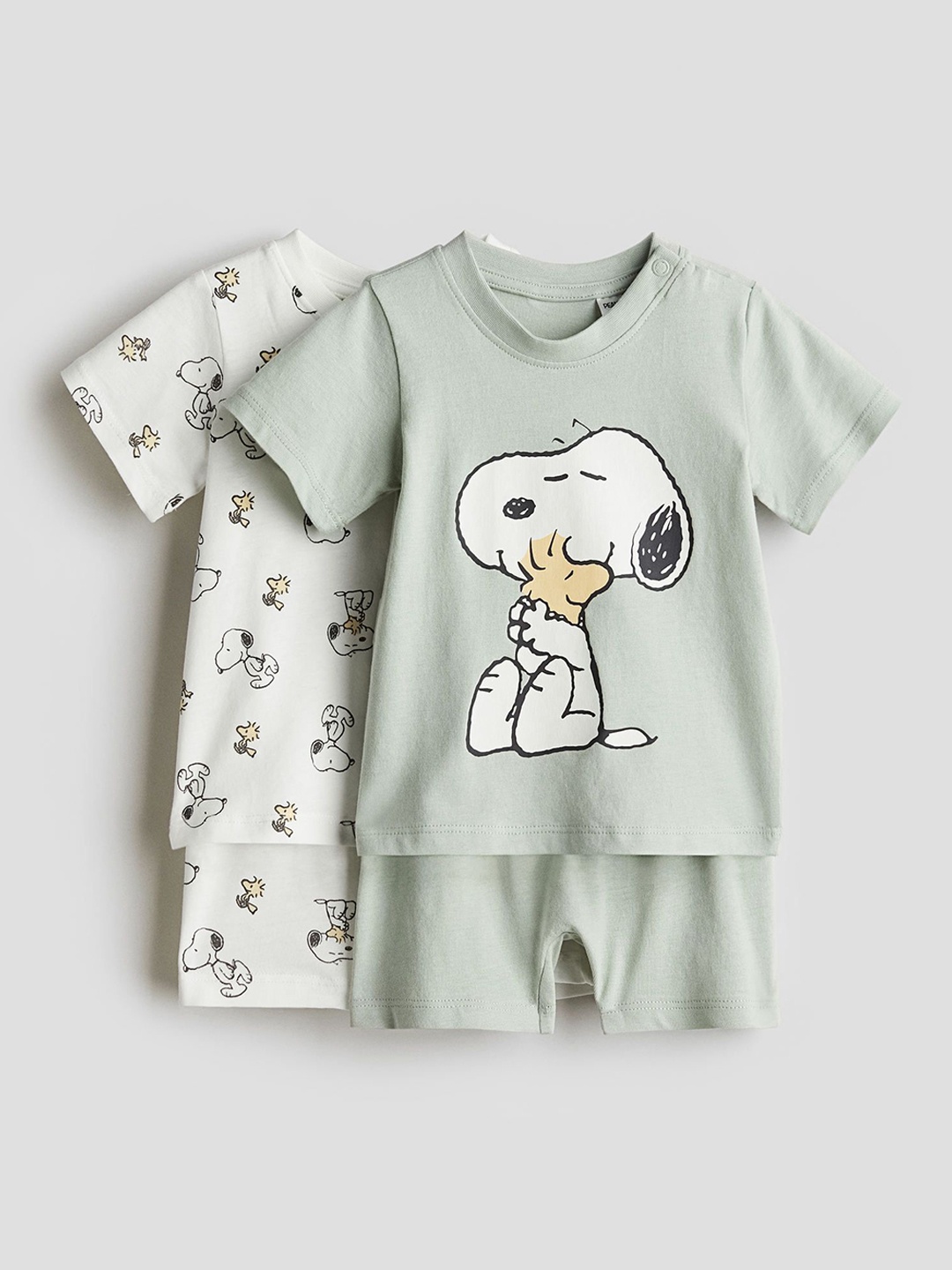 

H&M Infant Boys Pack Of 2 Printed Pure Cotton Night suit, Green