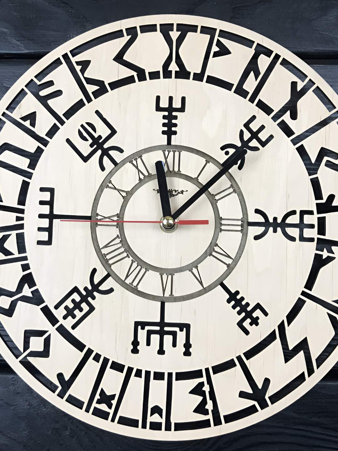 

QEZNEF Beige & Black Afro Asiatic Printed Contemporary Round Shaped Wooden Wall Clock