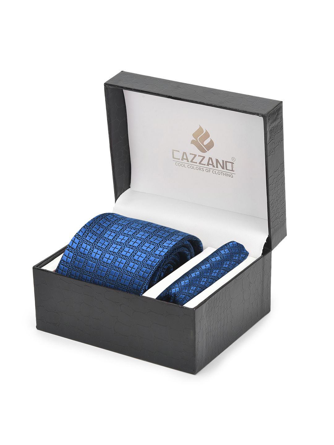 

Cazzano Men Accessory Gift Set Of Tie & Pocket Square, Blue