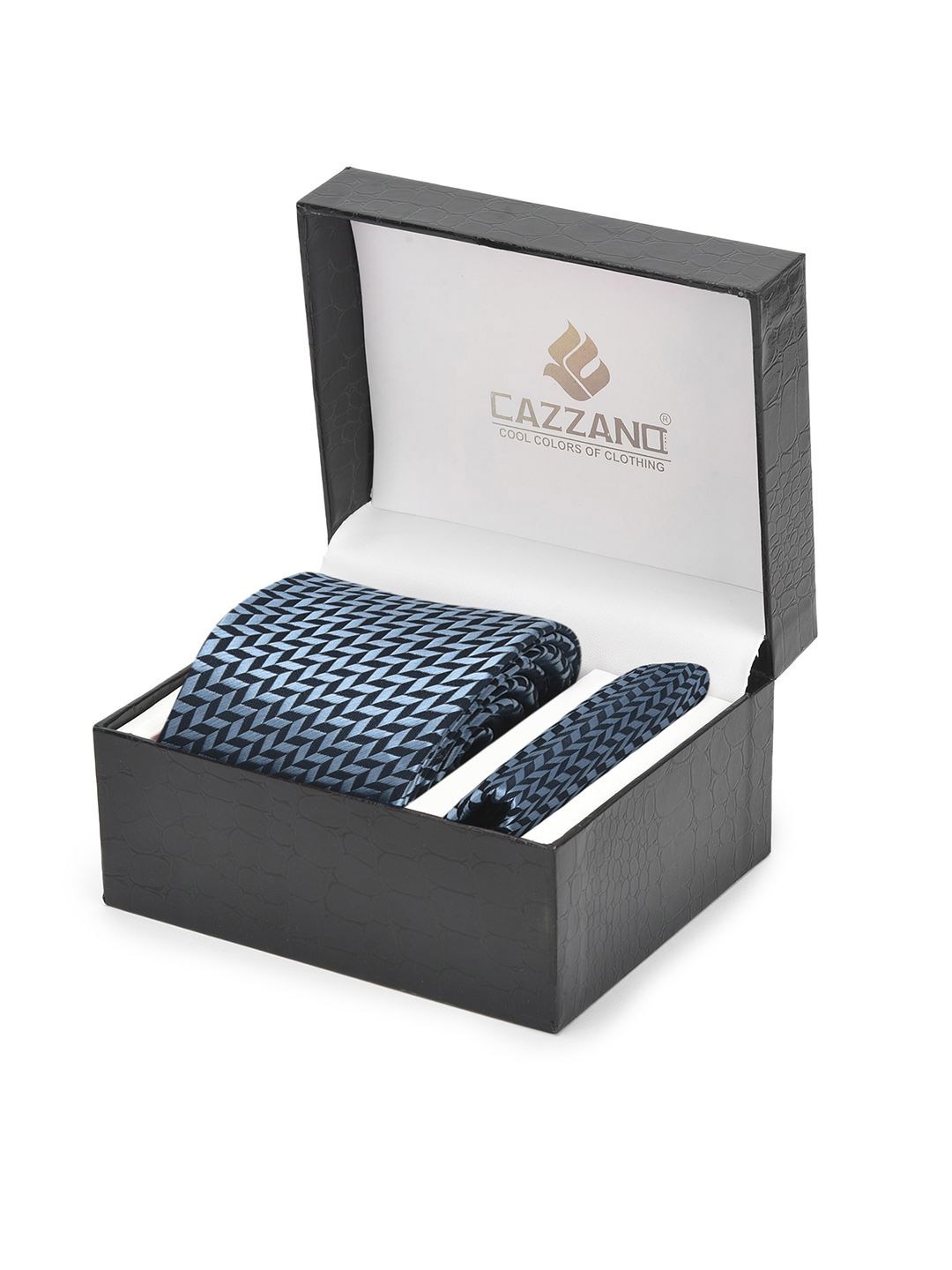 

Cazzano Men Accessory Gift Set Of Tie and Pocket Square, Blue