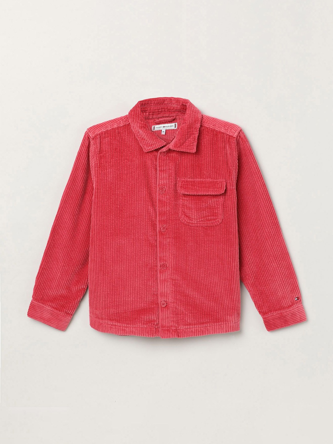 

Tommy Hilfiger Girls Spread Collar Solid Cotton Casual Shirt, Red