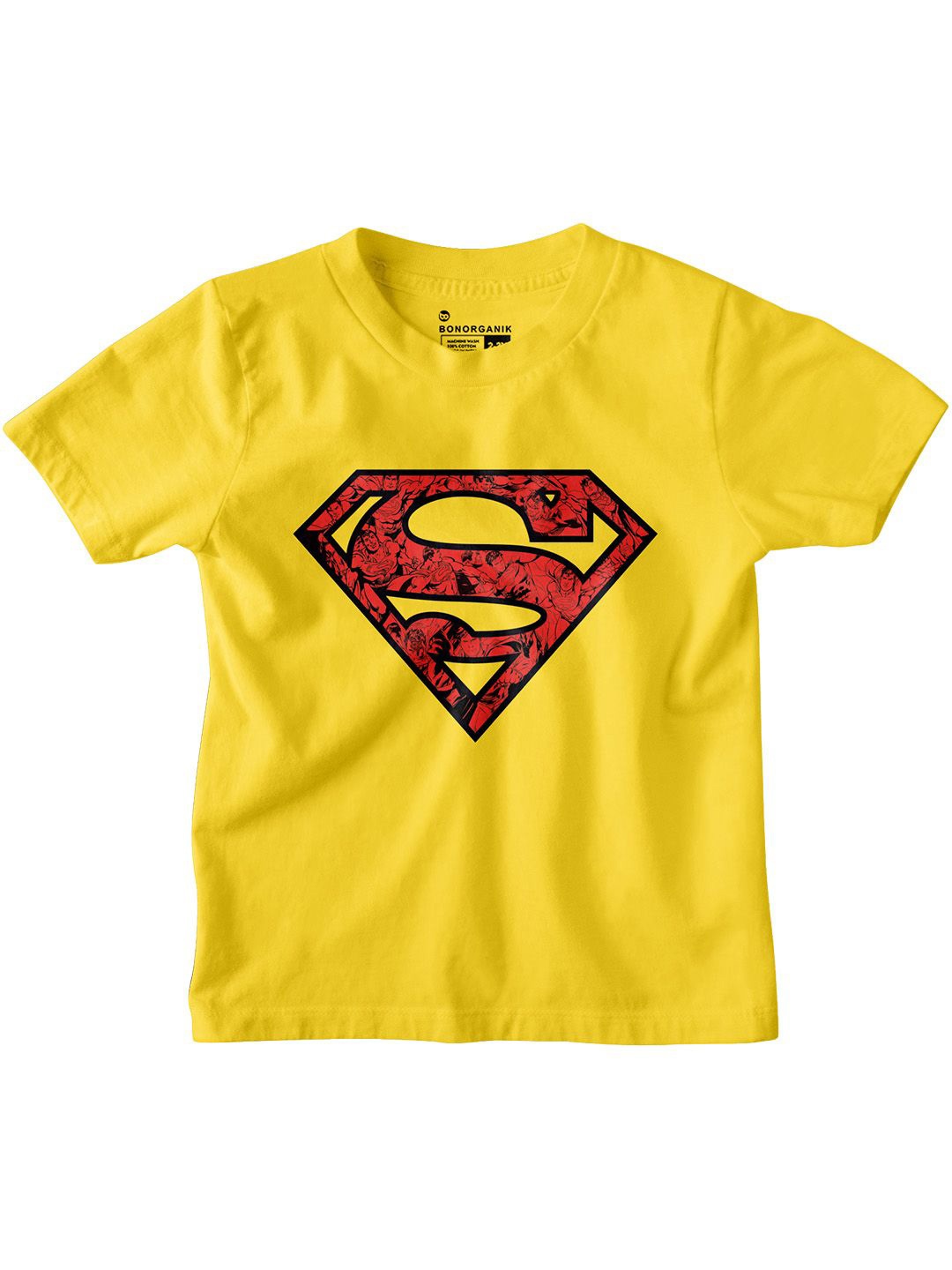 

BonOrganik Boys Graphic Printed Round Neck Cotton T-shirt, Yellow