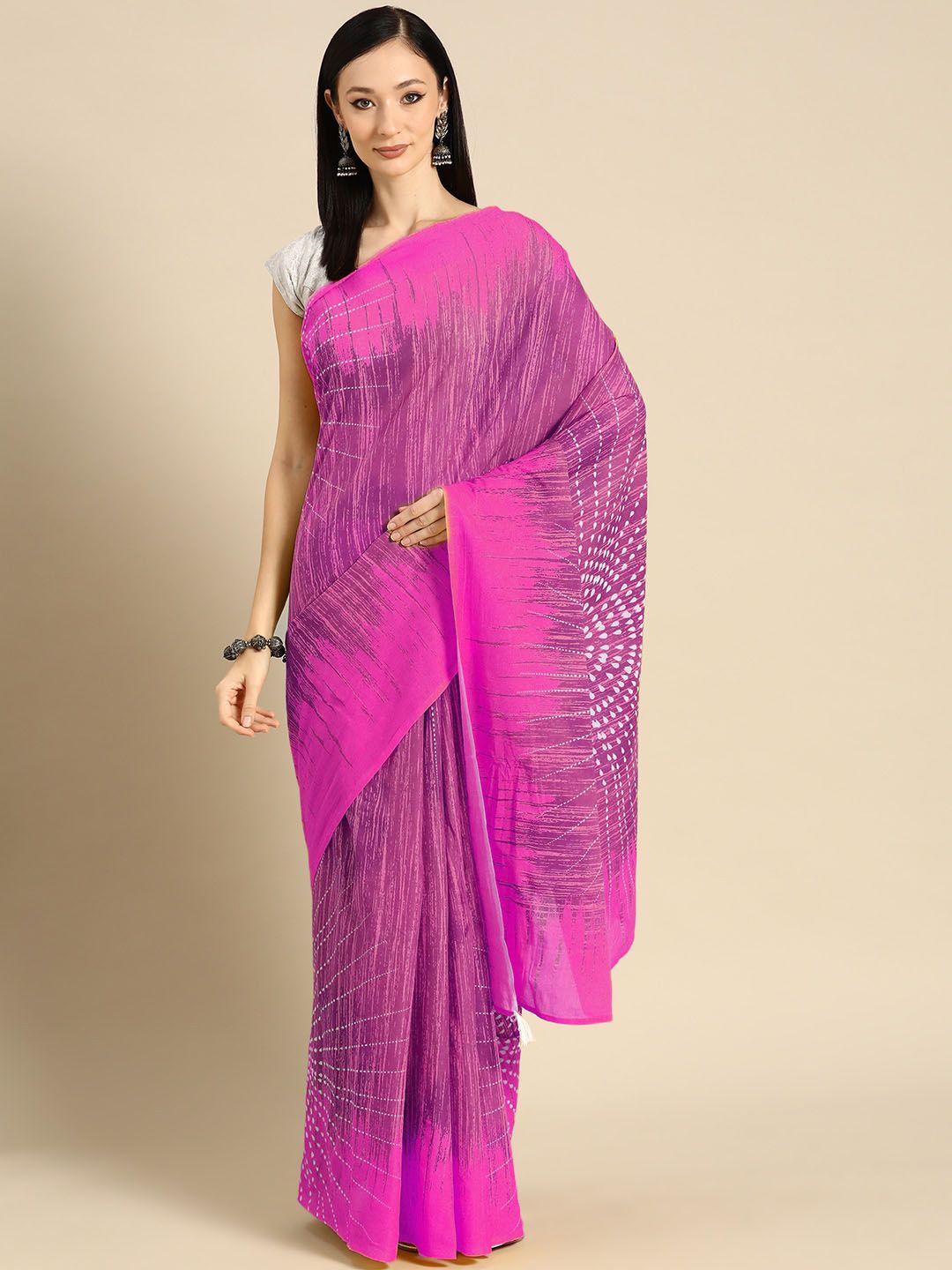 

BUTA BUTI Abstract Printed Pure Cotton Saree, Pink