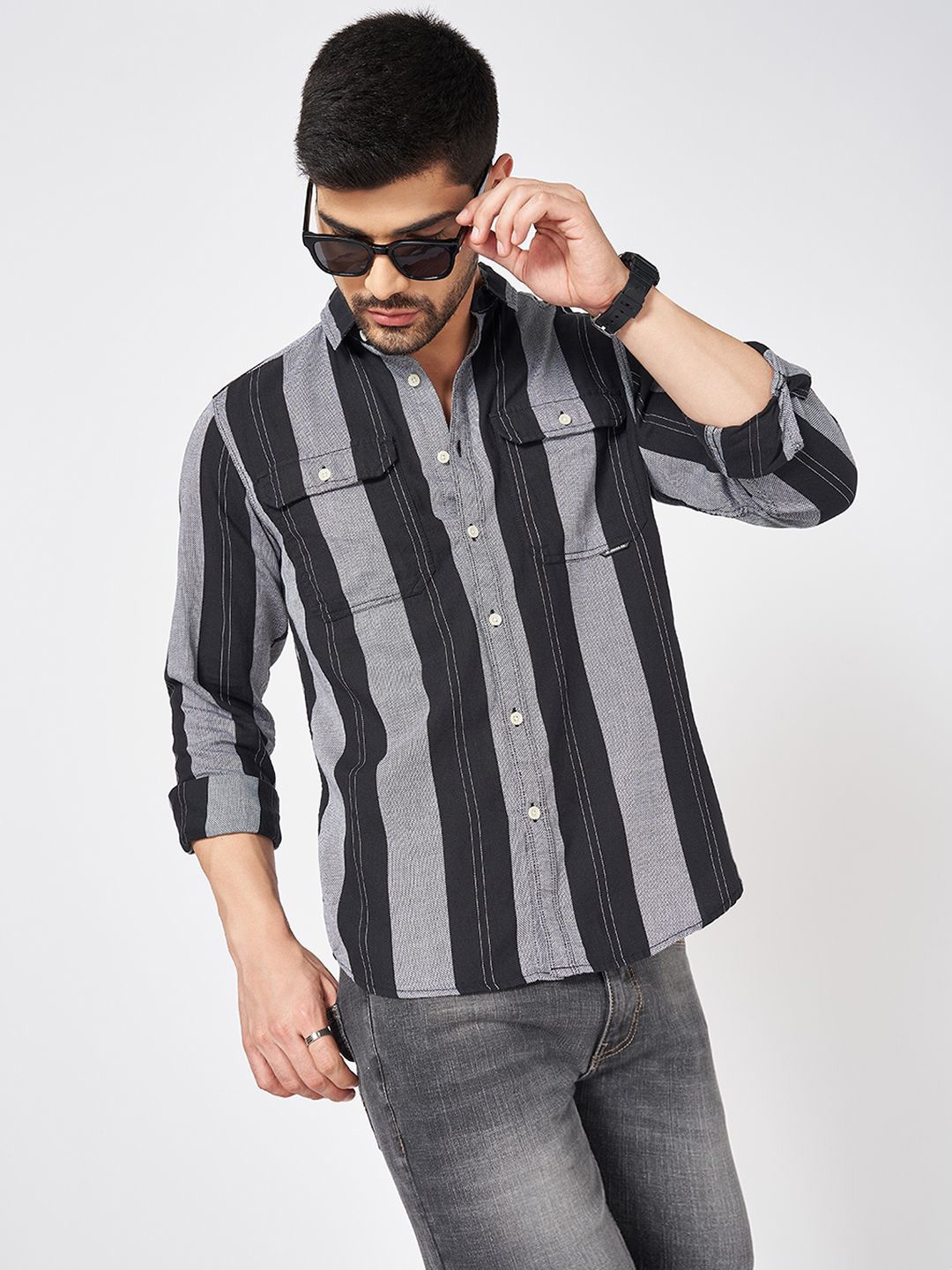 

SF JEANS by Pantaloons Men Slim Fit Opaque Casual Shirt, Black