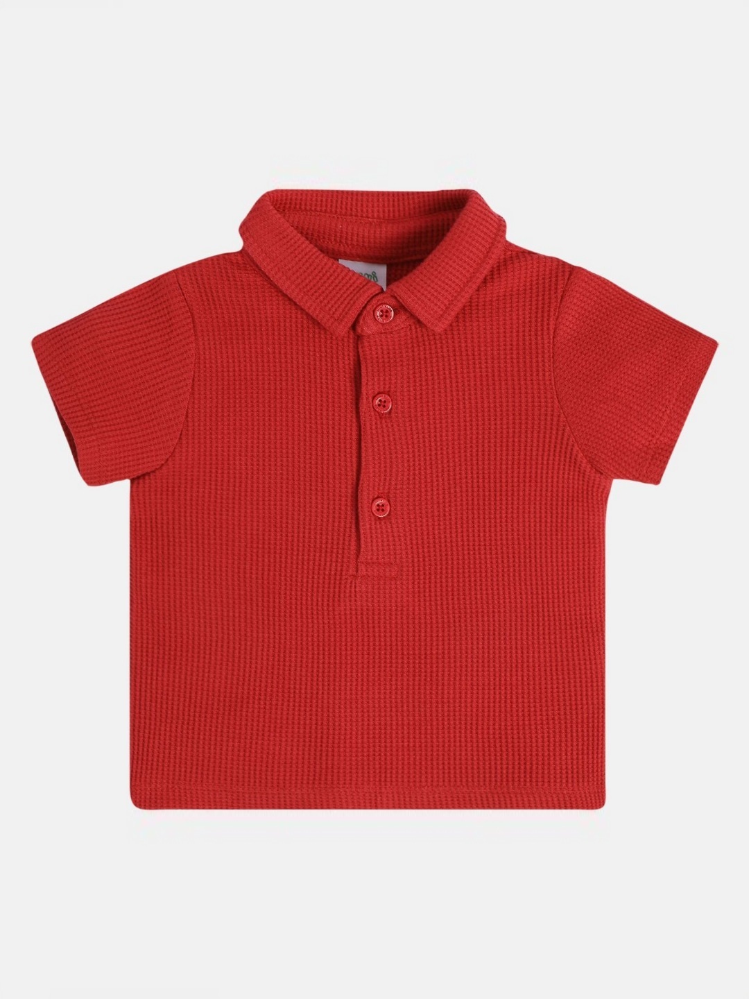 

MINI KLUB Boys Self Design Polo Collar Cotton T-shirt, Red