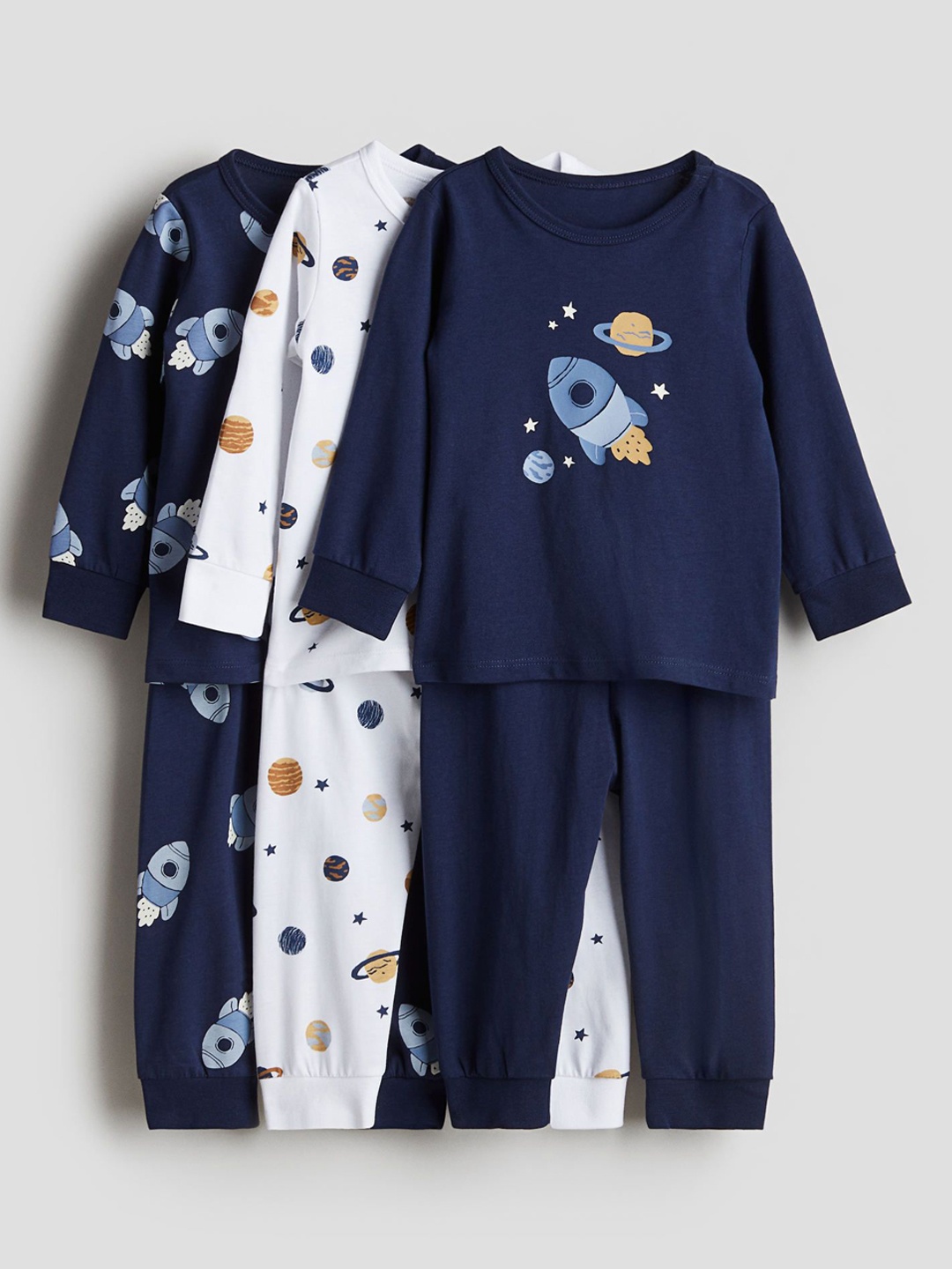 

H&M Boys 3-Pack Cotton Nigh Suit, Navy blue