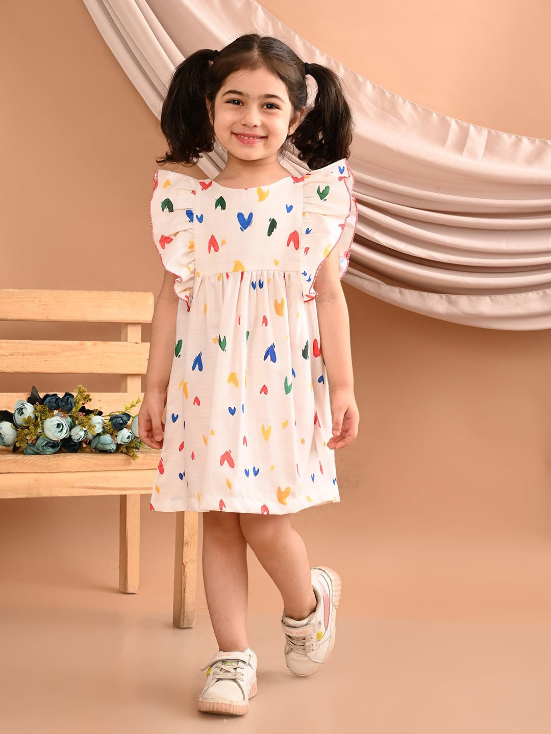 

Bedtime story Girls Conversational Printed Fit & Flare Dress, White