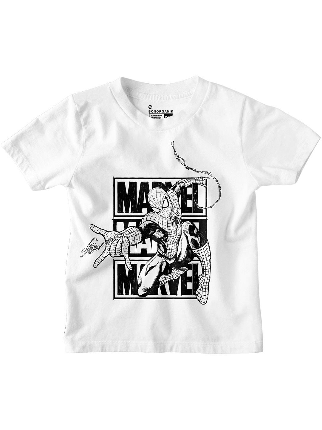 

BonOrganik Boys Graphic Printed Round Neck Cotton T-shirt, White