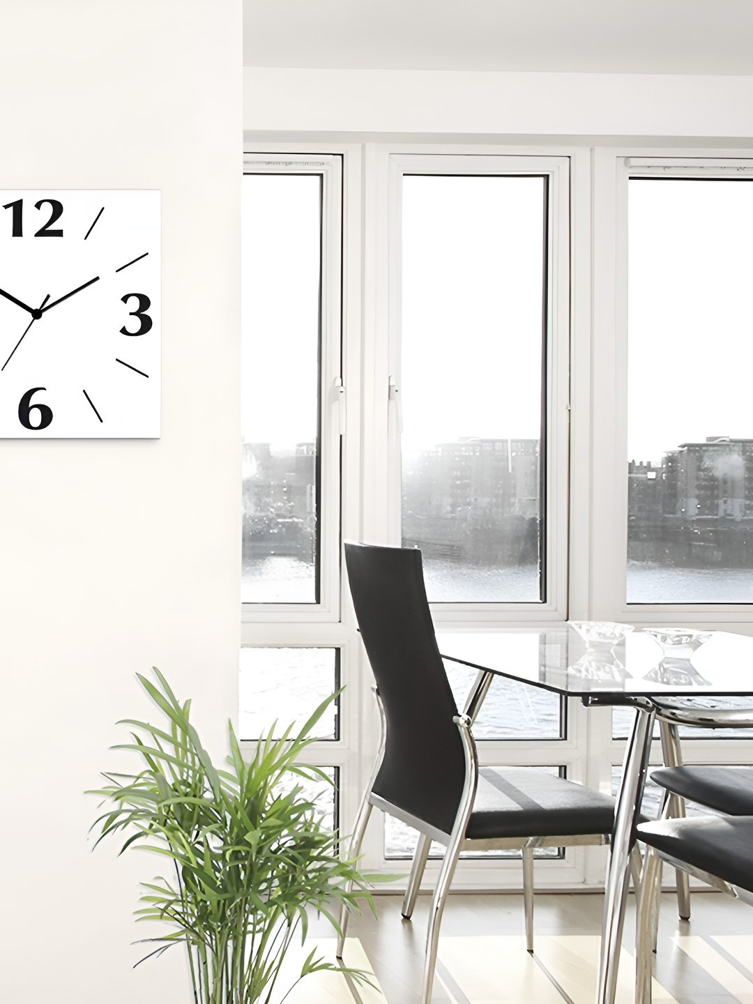 

QEZNEF White and Black Printed Wooden Analogue Contemporary Wall Clock