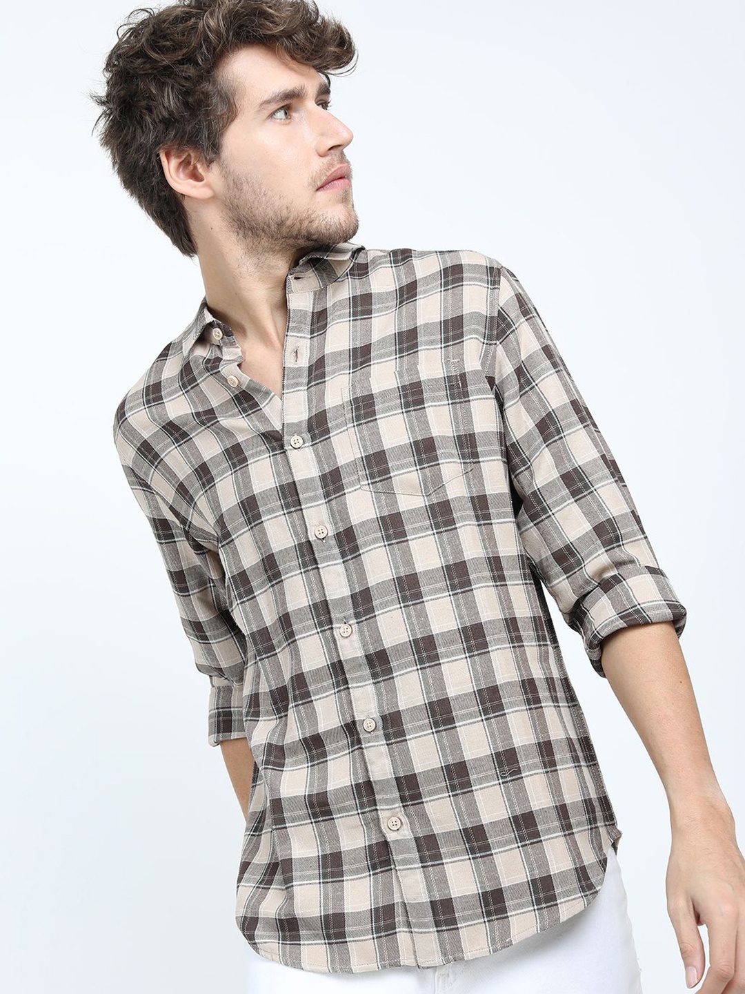 

KETCH Men Checked Casual Shirt, Beige