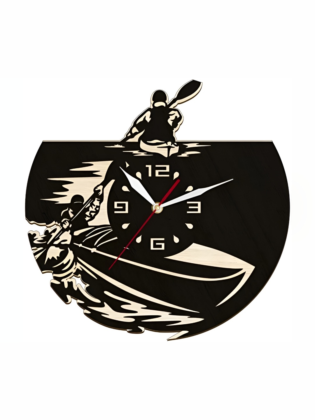 

QEZNEF Black & Beige Boat Textured Contemporary Abstract Shaped Wooden Wall Clock