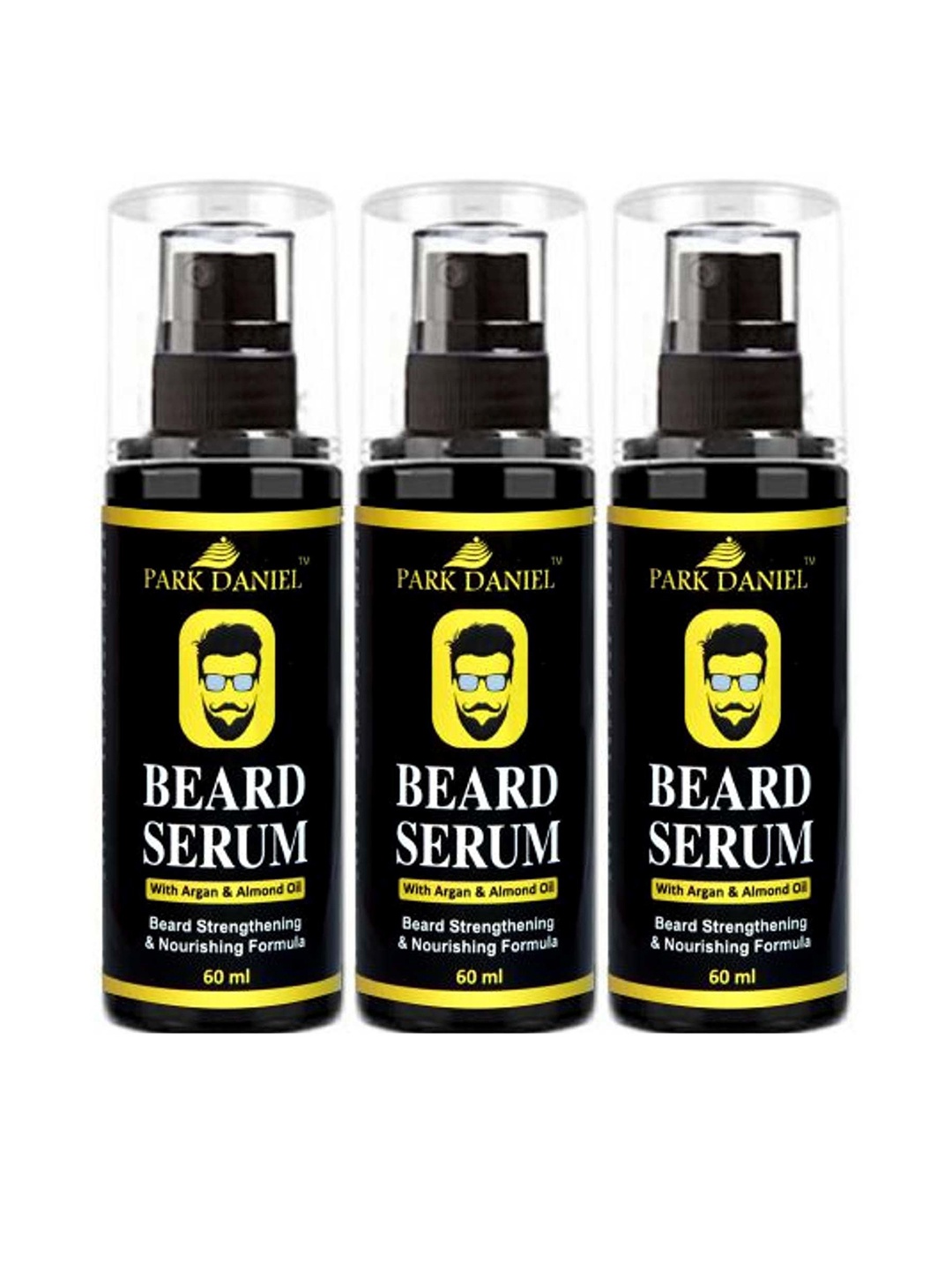 

Park Daniel Set Of 3 Beard Growth Serum With Argan & Almond Oil -60 ml Each, Gold