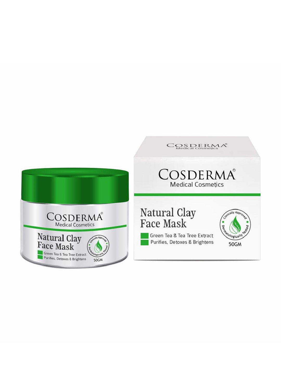 

COSDERMA Natural Clay Face Mask With Tea Tree Extract 50 g, Green