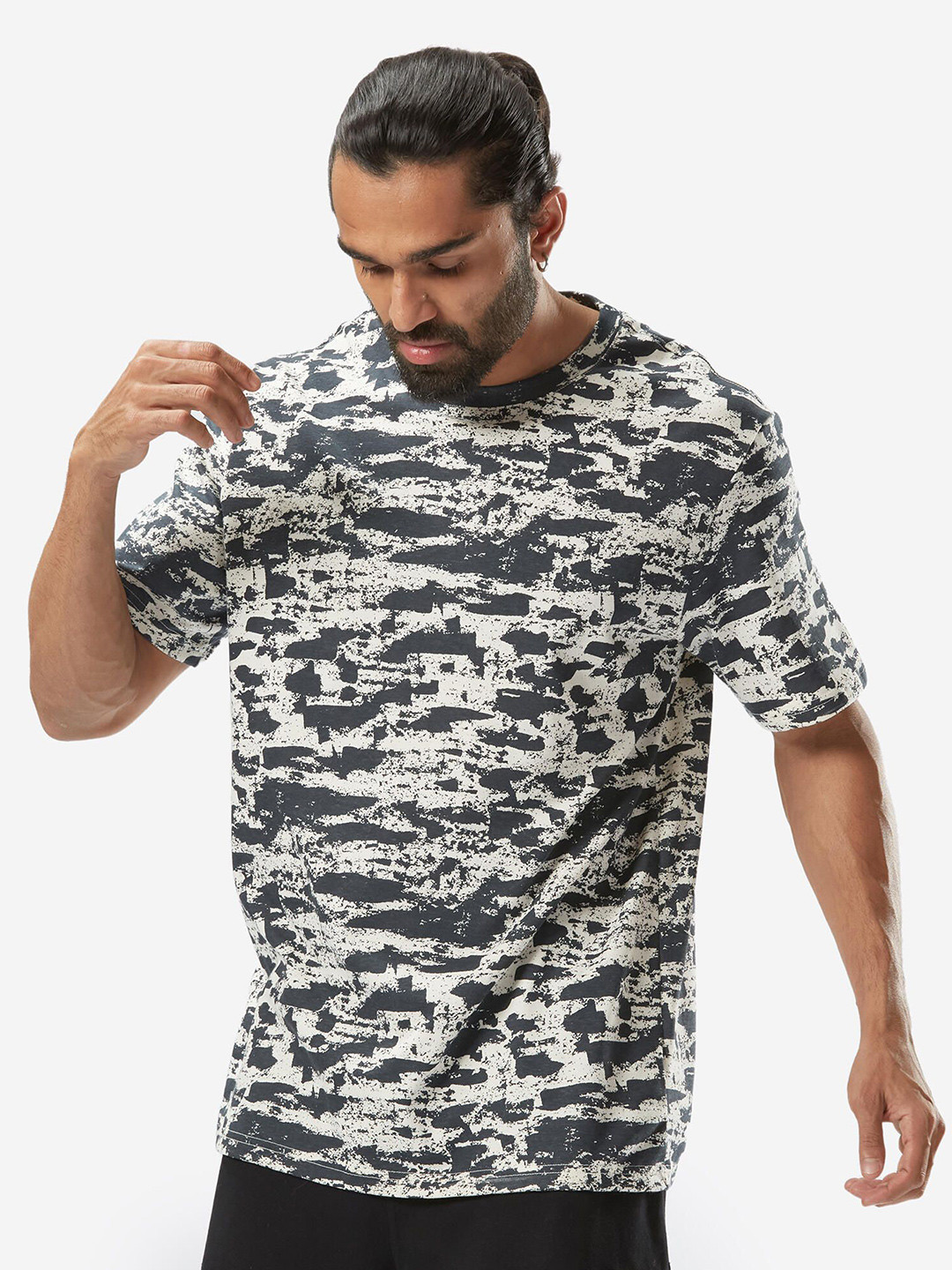 

Domyos By Decathlon Men Printed Round Neck Tshirts, Grey