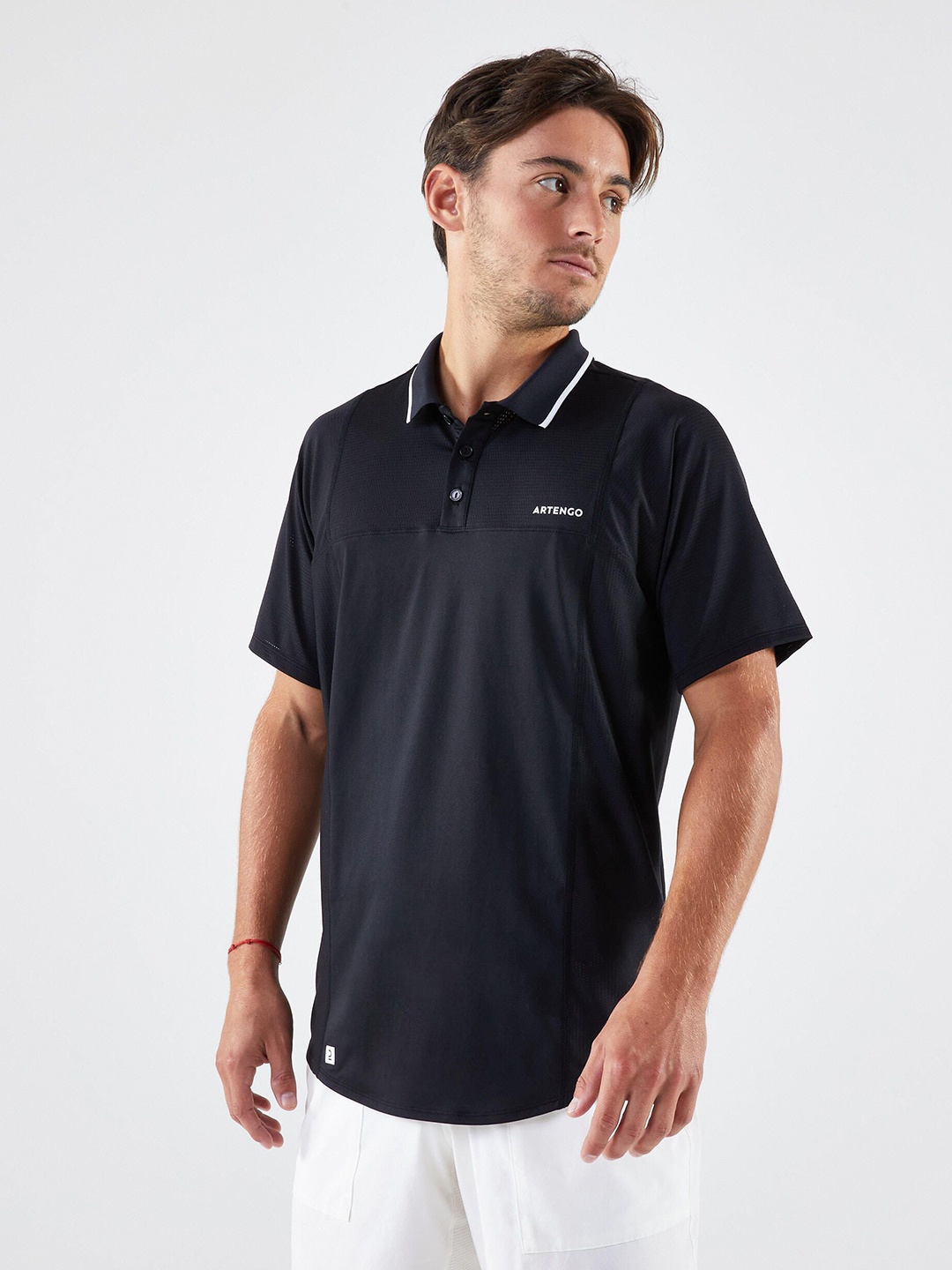 

Artengo By Decathlon Men Breathable Short Sleeved Tennis Polo T-shirt, Black